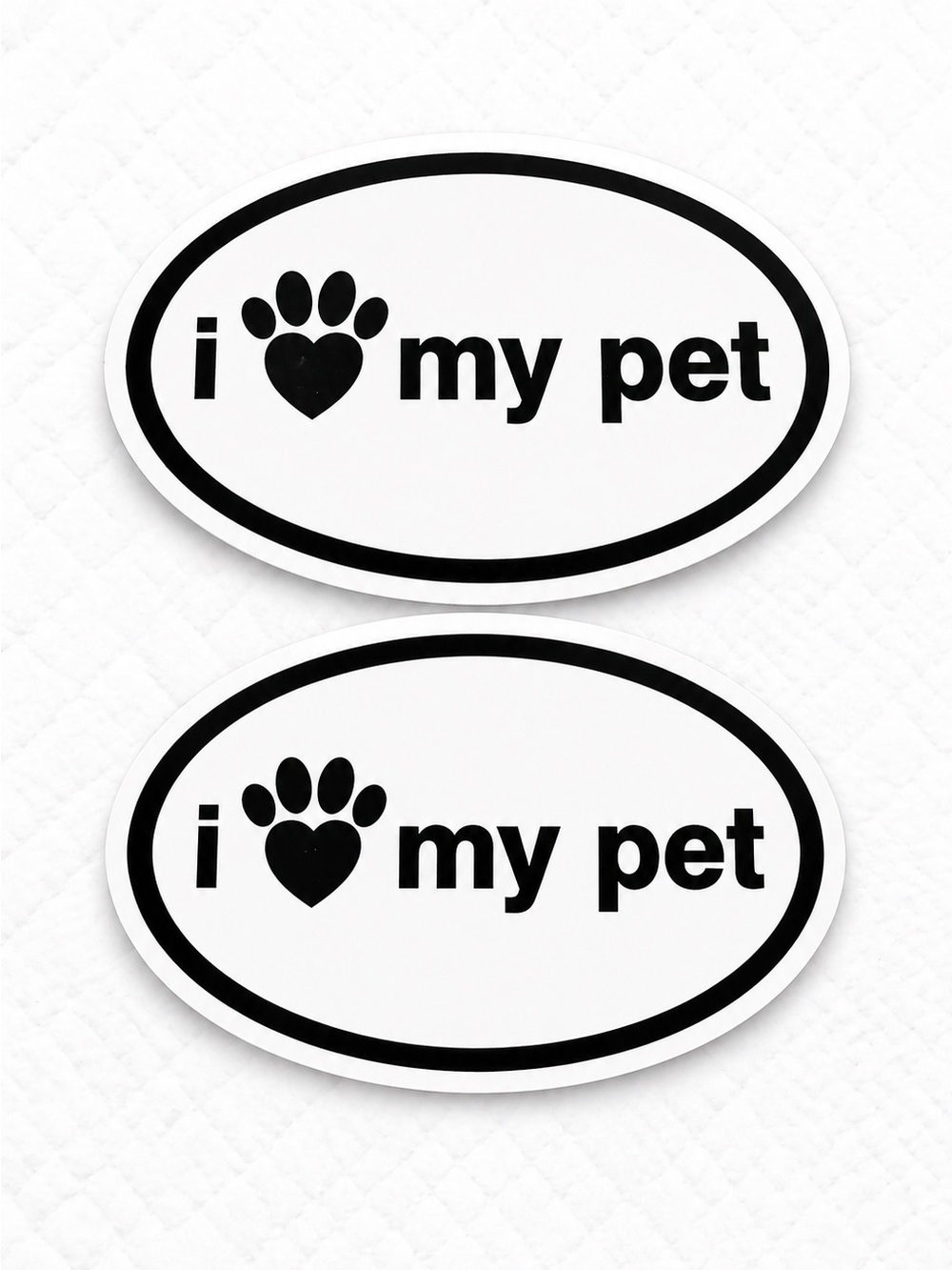 Pet Lover Decals 2PC Paw Print Heart Stickers Dog Cat White Black NWOT